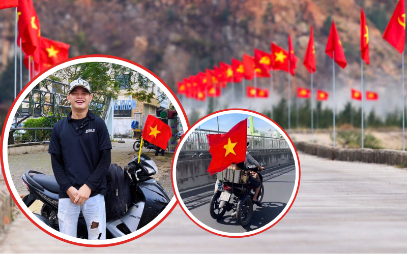 Chàng trai khuyết tật lái xe 3 bánh từ Nghệ An vào TP.HCM xem diễu binh