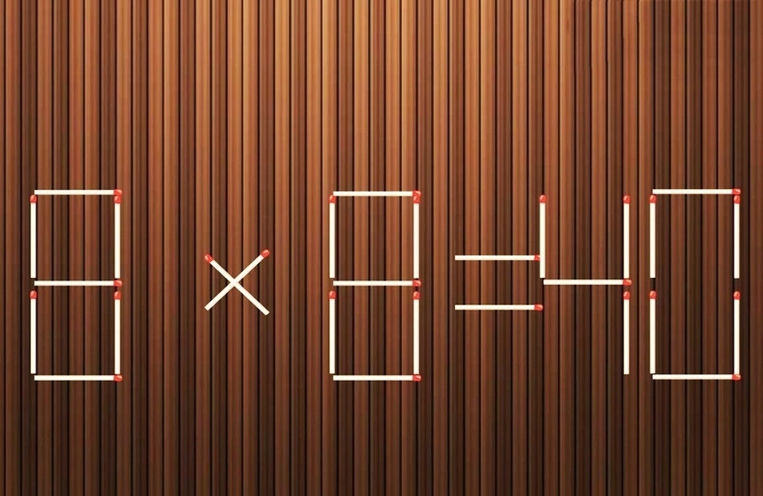 Di chuyển một que diêm để phép tính 8 x 8 = 40 từ sai thành đúng