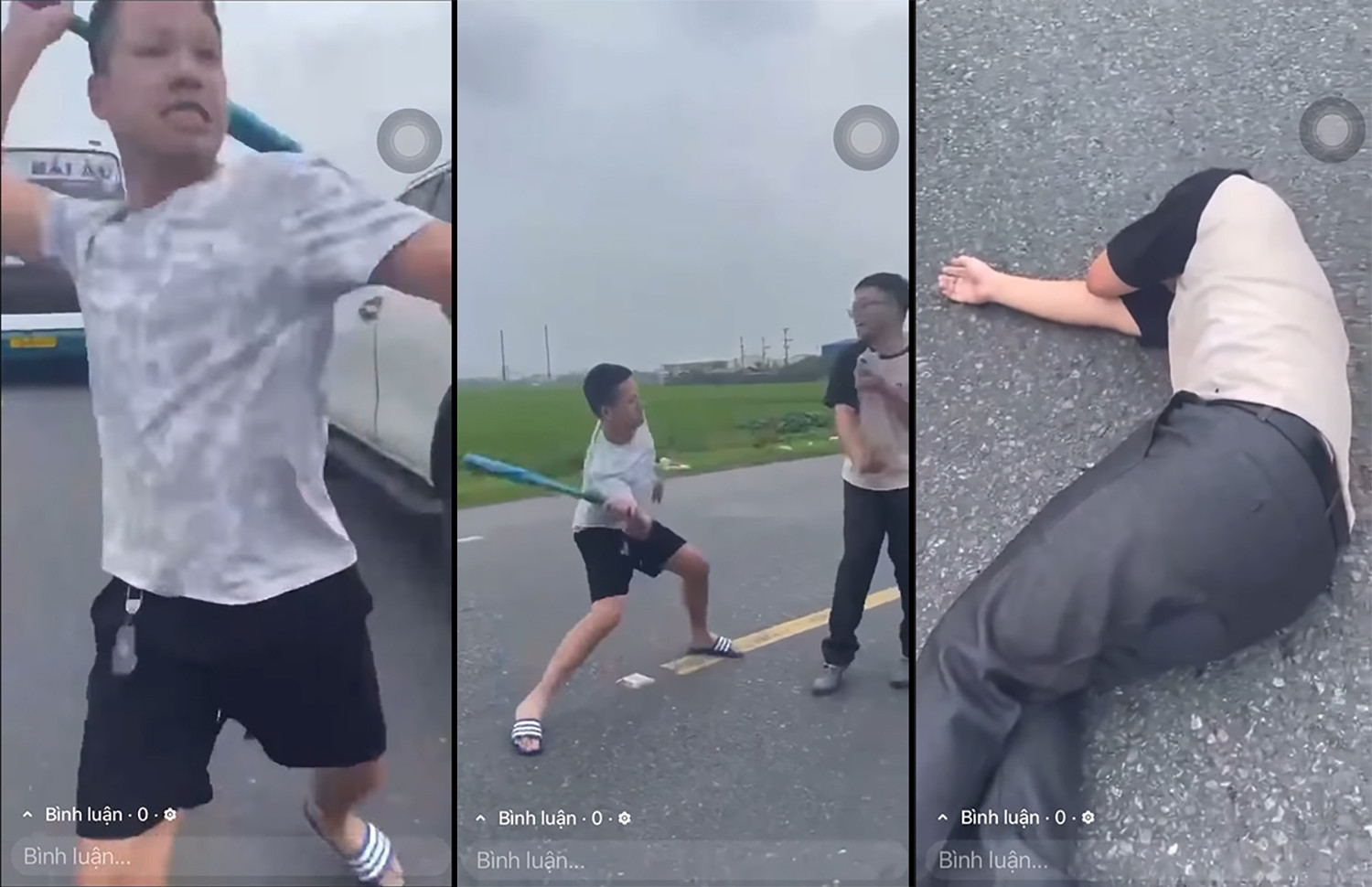 Điều tra tài xế côn đồ dùng gậy bóng chày đánh gục người đàn ông sau va chạm xe