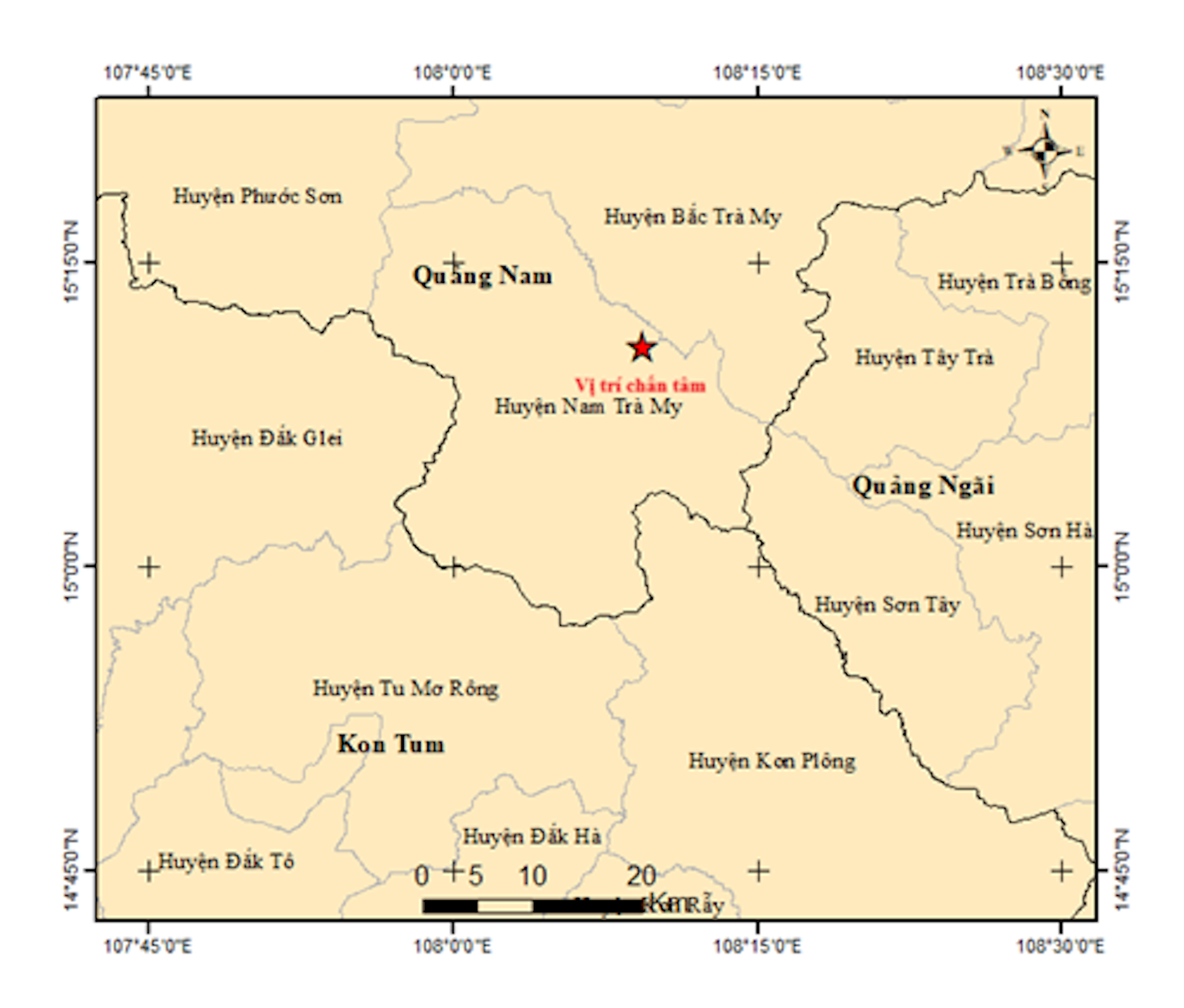 Quảng Nam: Động đất 3,8 độ ở huyện Nam Trà My