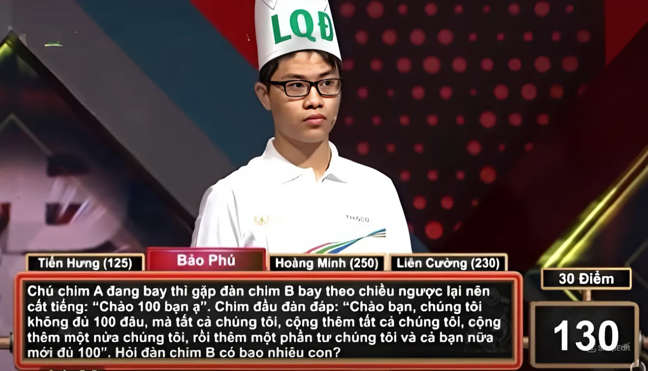 Bài toán tính số chim, 'đánh gục' 4 thí sinh Đường lên đỉnh Olympia