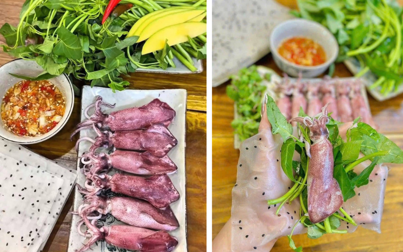 Vì sao món mực hấp cuốn rau muống bánh tráng gây sốt mạng?