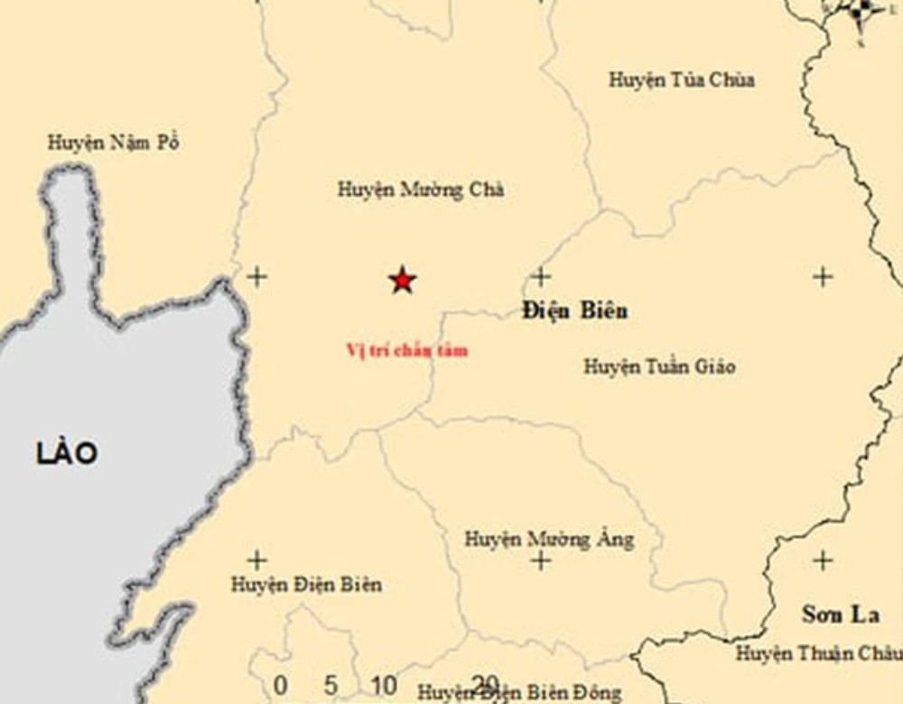 Động đất 5 độ Richter gây rung lắc nhà cửa ở Điện Biên
