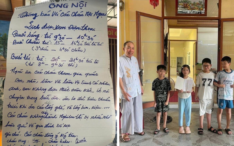 Bảng nội quy của ông nội Thái Bình dành cho 'khối nghỉ hè' gây sốt mạng
