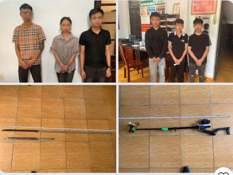 Tạm giữ 6 thanh thiếu niên dùng súng ná cao su, dao tự chế hỗn chiến