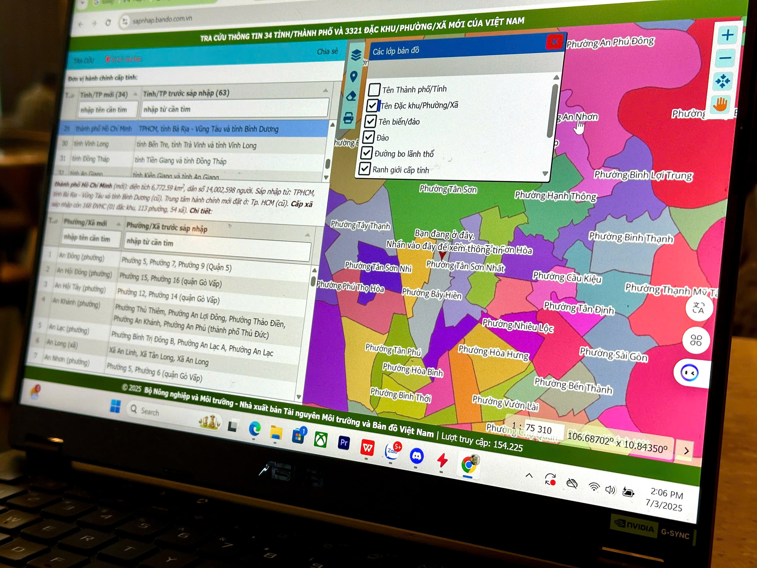 Công cụ kiểm tra địa chỉ mới sau sáp nhập