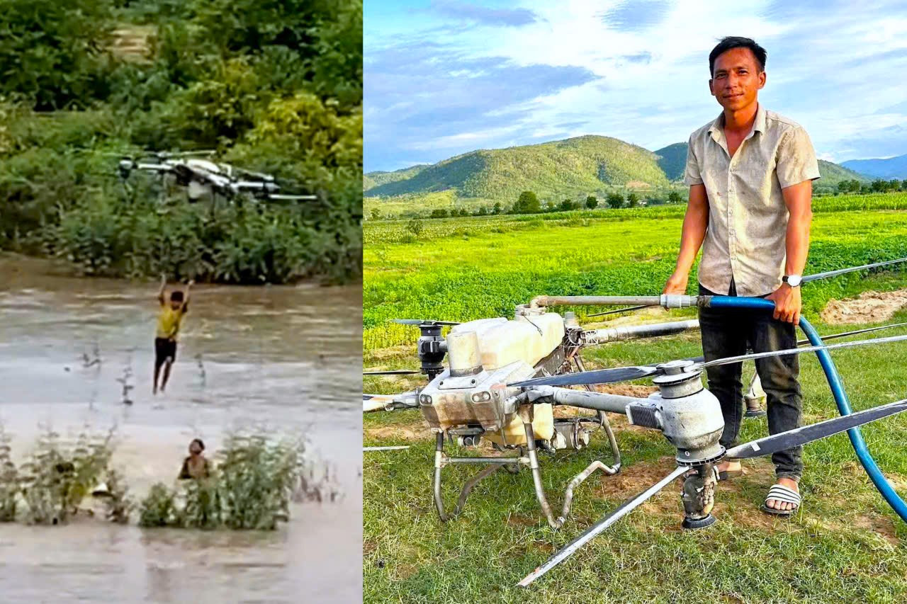 Nông dân lái drone cứu 2 em nhỏ giữa dòng nước xiết: 'Máy bay có thể mua, người không thể sống lại'