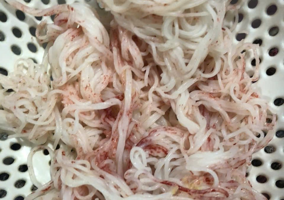Bún chuyển sang màu đỏ bất thường sau vài giờ mua ở chợ