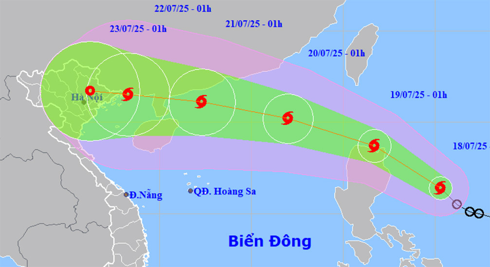 Bão Wipha sắp vào Biển Đông, gây mưa rất lớn cho miền Bắc