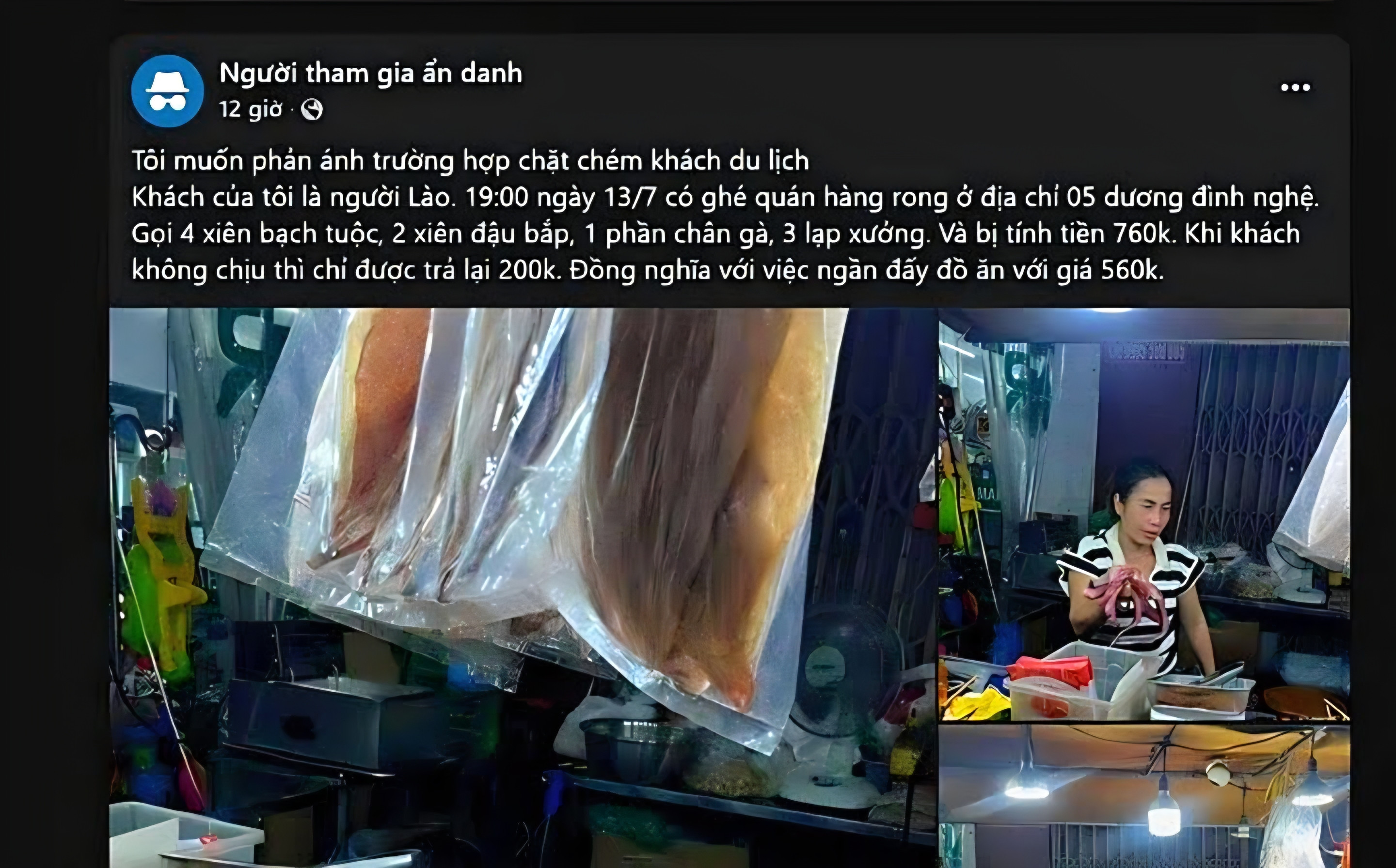Phạt quán vỉa hè 'chặt chém' du khách Lào vài que xiên nướng giá 760 nghìn đồng