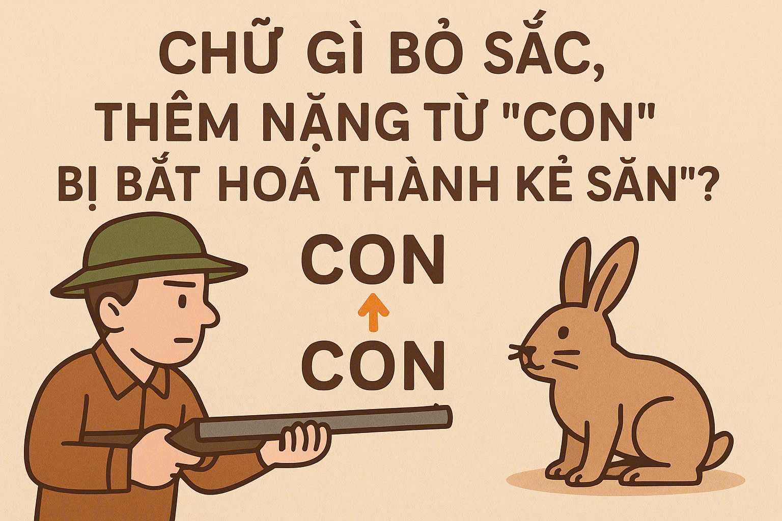 Chữ gì bỏ sắc, thêm nặng, từ con bị bắt hóa thành kẻ săn?