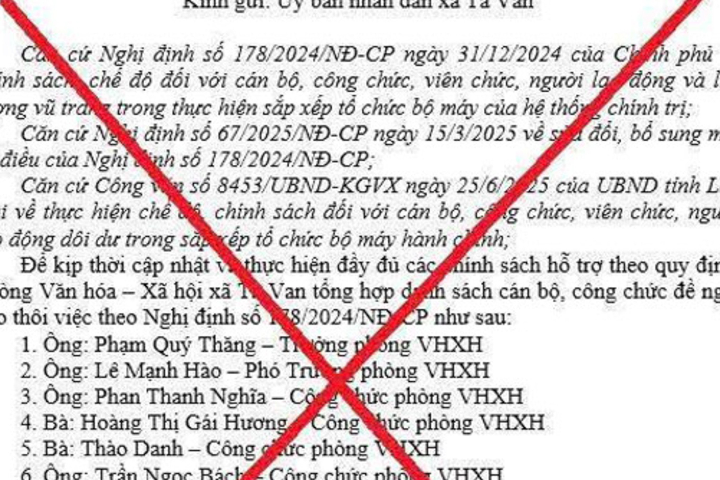 Thông tin 'tờ trình cho thôi việc loạt cán bộ xã ở Lào Cai' là bịa đặt