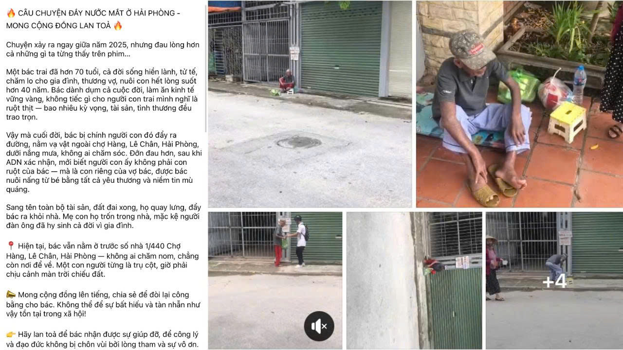 Thực hư câu chuyện cụ ông ở Hải Phòng phải sống ngoài vỉa hè vì bị vợ con đuổi 