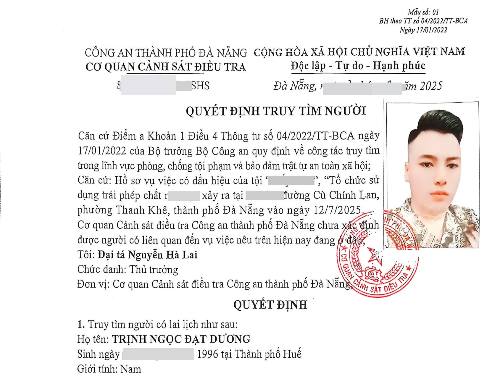 Truy tìm nghi phạm liên quan vụ hiếp dâm, tổ chức sử dụng ma túy ở Đà Nẵng