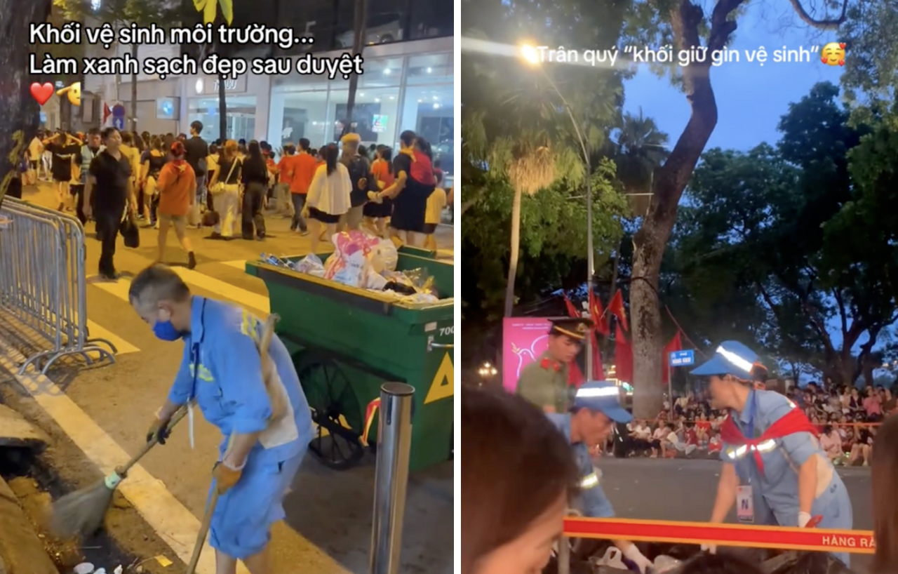 Dân mạng xúc động chia sẻ loạt hình ảnh đẹp về 'khối vệ sinh môi trường' dịp A80