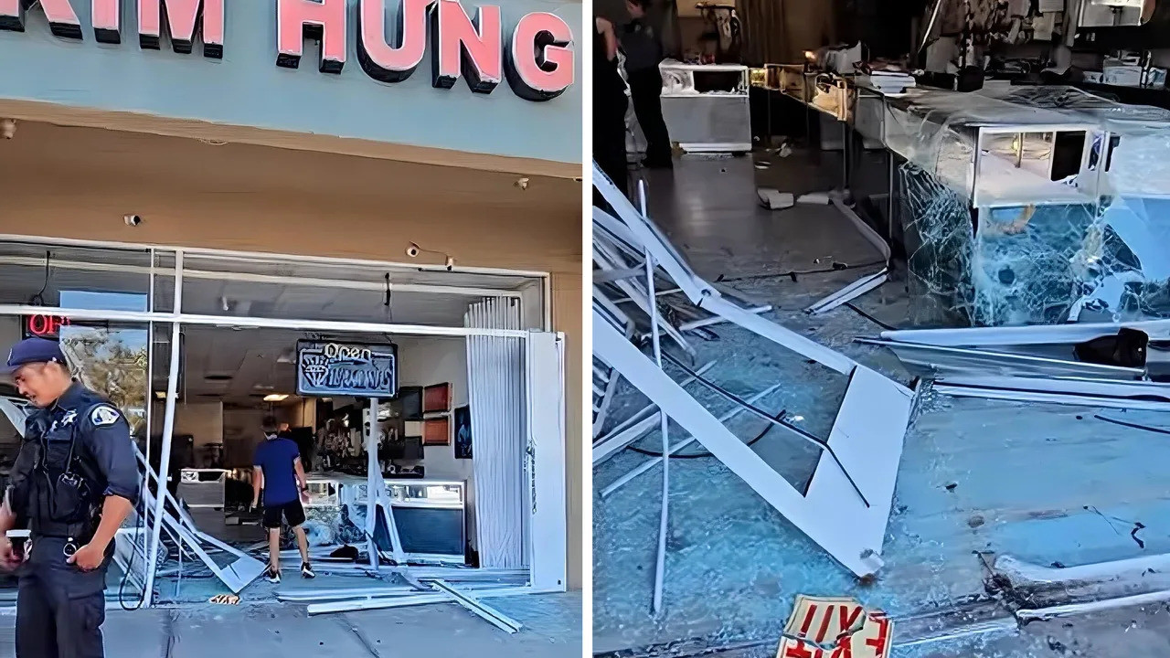 Băng cướp đâm vỡ cửa kính, lao vào cướp tiệm vàng người gốc Việt tại Mỹ