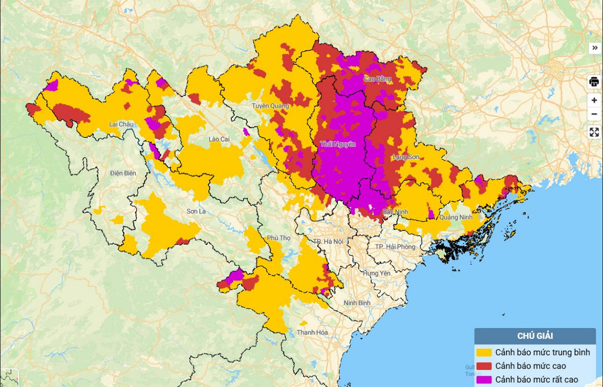 Thái Nguyên nguy cơ cao lũ quét và sạt lở đất, nhiều nơi cảnh báo 'tím'
