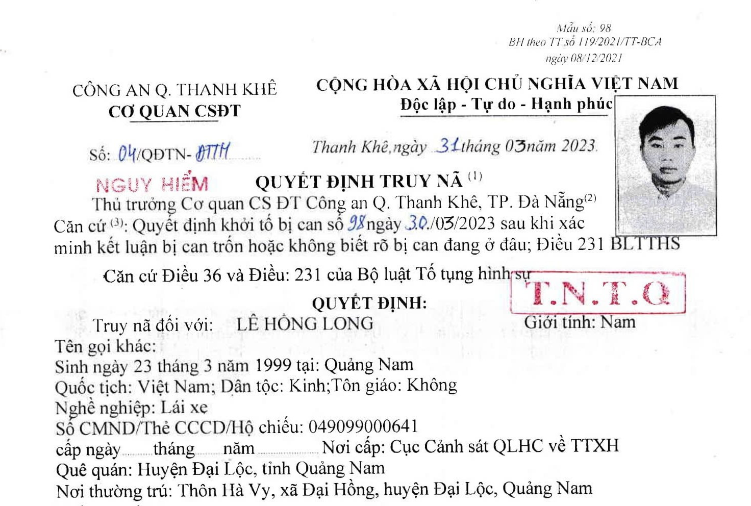 Công an Đà Nẵng ra Bắc, vào Nam bắt 2 kẻ truy nã nguy hiểm
