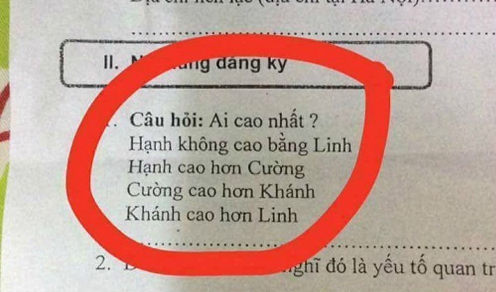 Bài toán IQ gây tranh cãi: Ai cao nhất?