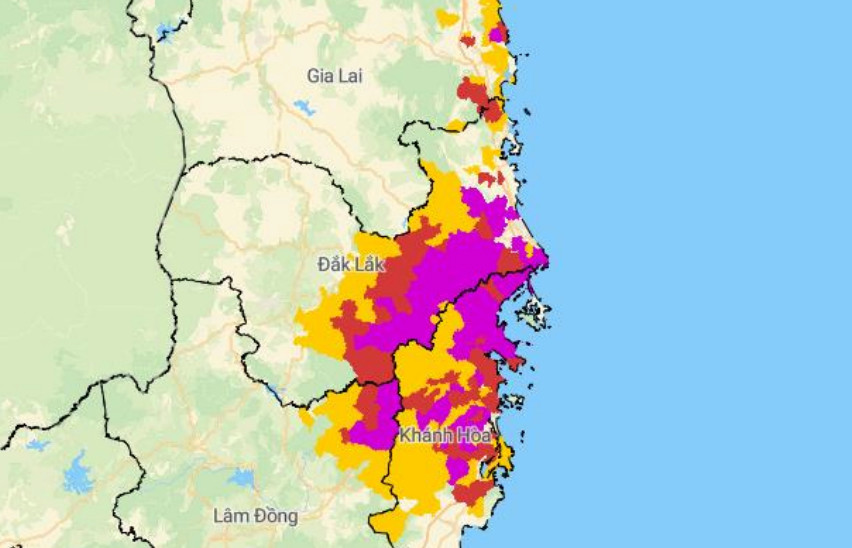 Đắk Lắk, Khánh Hòa vẫn mưa lớn, nguy cơ lũ quét và sạt lở đất trong 6 giờ tới