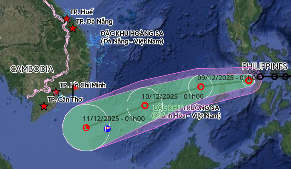 Áp thấp nhiệt đới đổi hướng di chuyển, tốc độ nhanh hơn khi vào Biển Đông