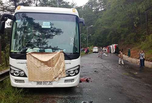 Hiện trường vụ tai nạn. Ảnh: Báo Lâm Đồng