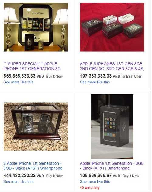 Những chiếc iPhone đời cũ có giá hàng trăm triệu trên eBay.