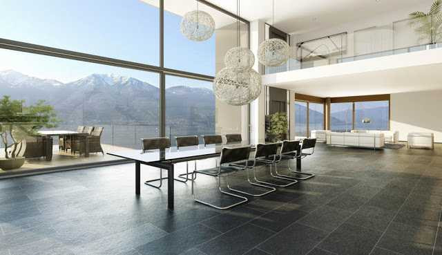 Sàn nhà còn được thiết kế đặc biệt từ những khối đá hóa thạch, còn nguyên dấu vết xương khủng long trên đó từ 65 triệu năm trước.