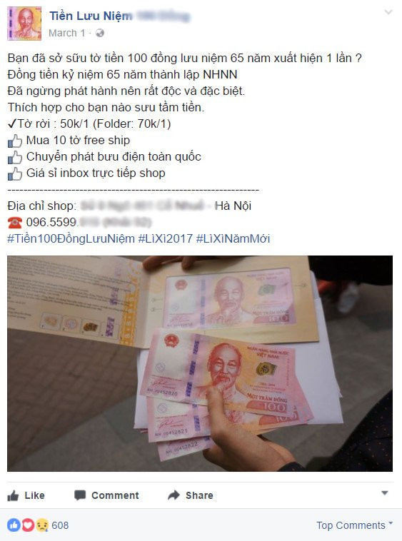 Tien giay 100 dong luu niem len gia gap doi sau mot nam ra mat hinh anh 3