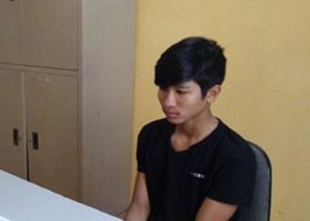 Đối tượng Lê Văn Thọ tại cơ quan cảnh sát điều tra.