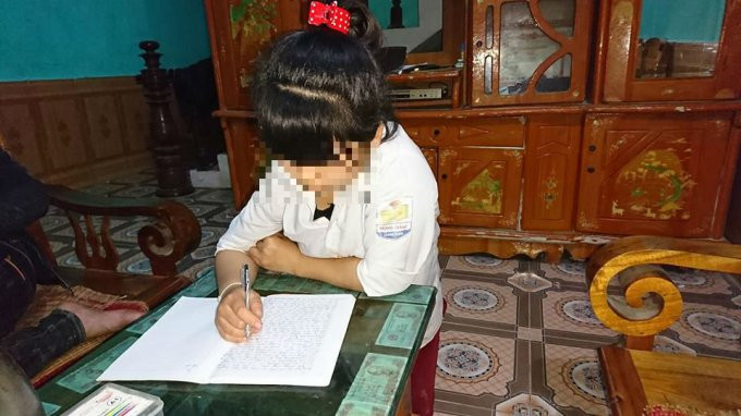 Cháu Hoàng Thị G. tố cáo bị hiếp dâm. (Ảnh: Tiến Vũ)