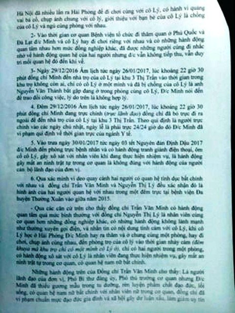 Báo cáo huyện Ủy huyện Thường Xuân về vụ quan hệ tình ái bất chính gây rúng động dư luận.