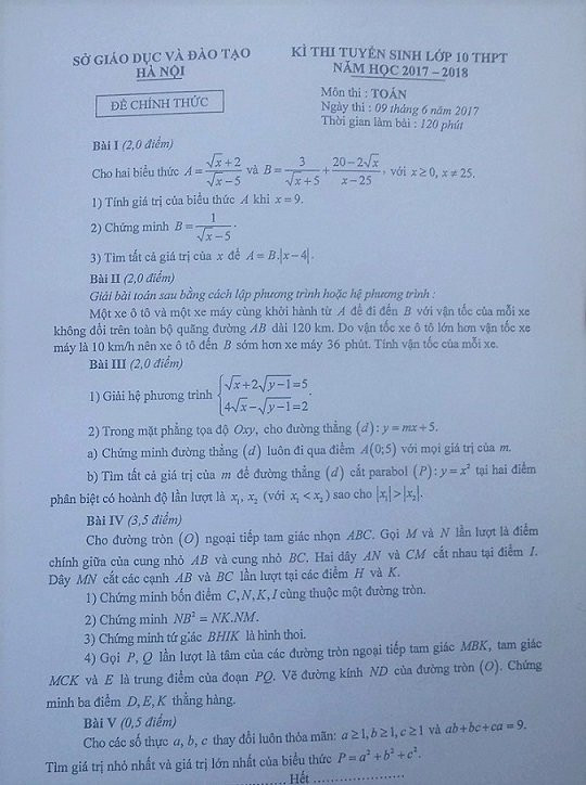 thi lớp 10, tuyển sinh lớp 10, đề toán