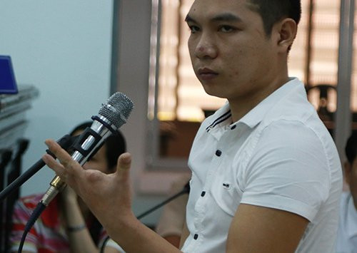 Hiệp tại phiên tòa hồi đầu tháng 7. Ảnh: Xuân Ngọc