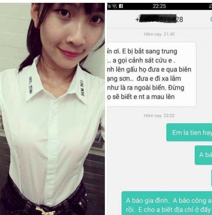 Thiếu nữ 18 tuổi nhắn tin cầu cứu gia đình báo công an với thông tin đang bị lừa lên xe đưa sang nước ngoài.