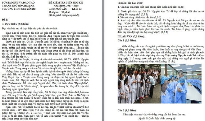 Thay Van Nhu Cuong va bac si Nguyen Anh Tri vao de kiem tra mon Van hinh anh 2