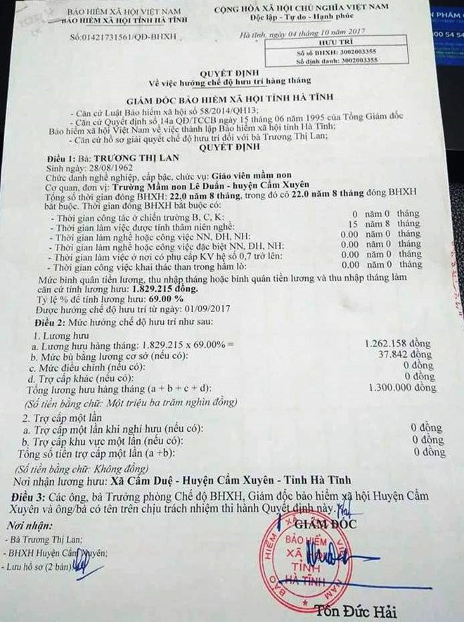 Hang tram giao vien mam non o Ha Tinh co luong huu hon mot trieu/thang hinh anh 1