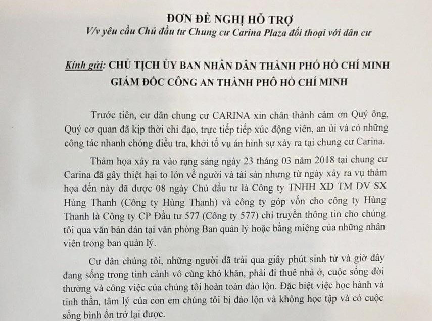 Cu dan Carina Plaza viet don keu cuu, yeu cau gap mat chu dau tu hinh anh 1