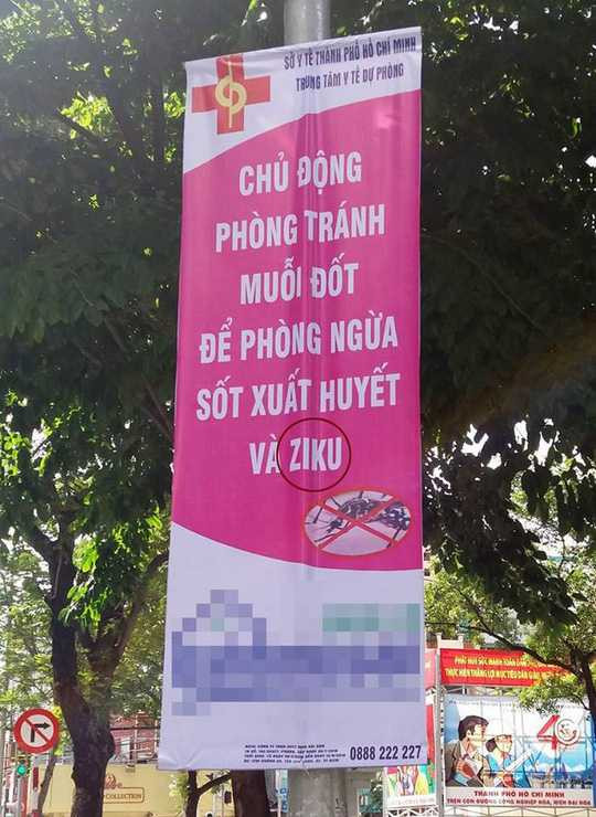 Băng rôn nhầm lẫn bệnh do virut Zika thành Ziku