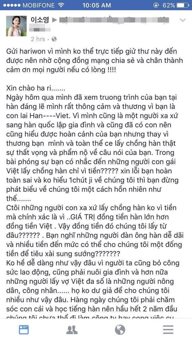 Hari Won phat ngon tranh cai: 'Phu nu Viet lay chong Han chi vi tien' hinh anh 1