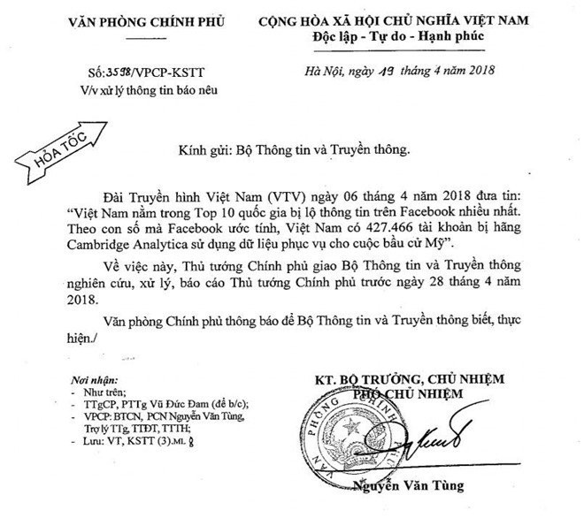 Thu tuong yeu cau xu ly vu nguoi dung facebook Viet bi lo thong tin hinh anh 1