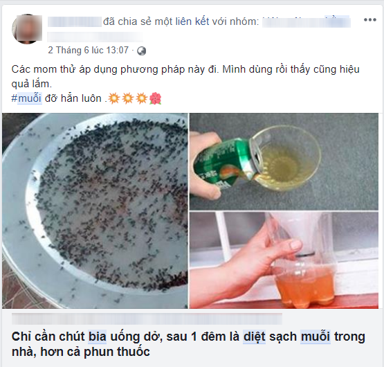 Phương pháp diệt muỗi bằng bia được chia sẻ rầm rộ trên mạng