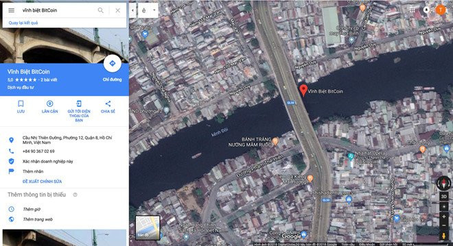 Cay cau 'vinh biet Bitcoin' o Sai Gon tren Google Maps hinh anh 1