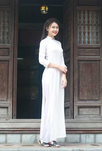 Nguyễn Thị Quỳnh Chi trong tà áo dài. Ảnh: Ban tổ chức cung cấp.