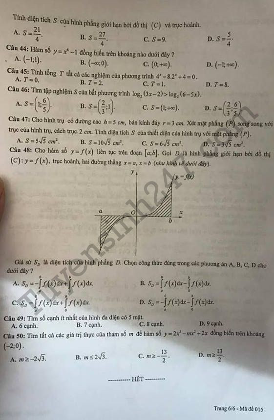 De thi thu THPT Quoc gia mon Toan So GD Ha Noi 2017