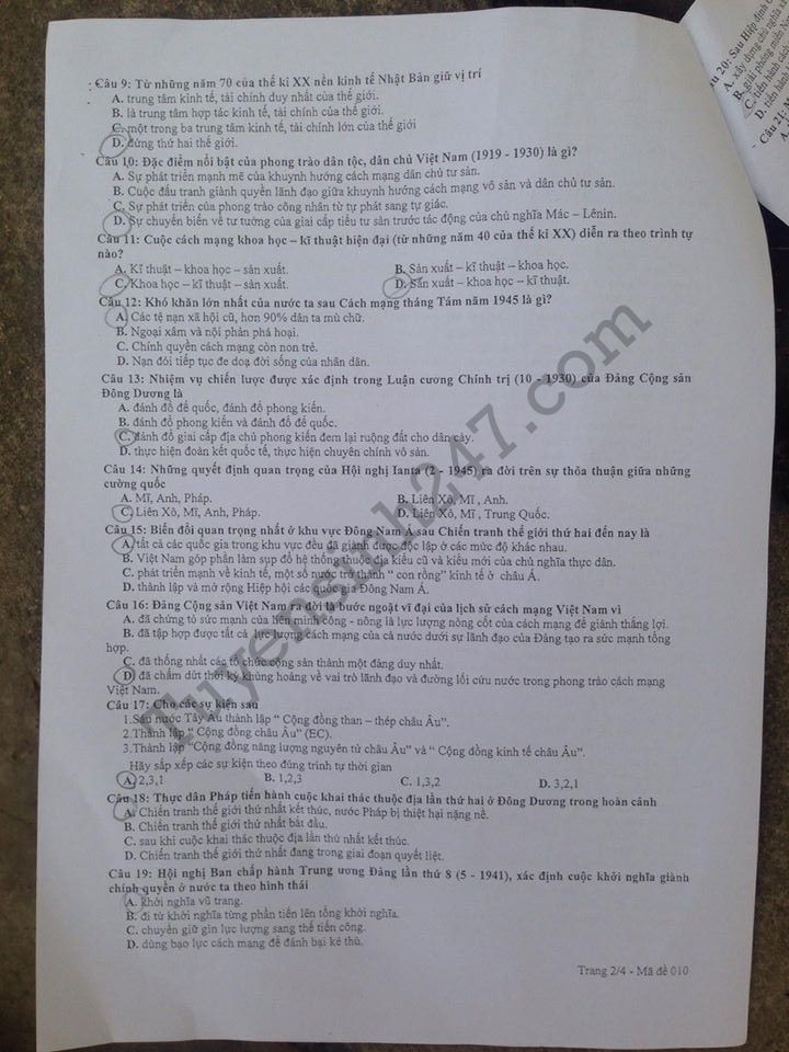 De thi thu THPT Quoc gia mon Su 2017 - So GD Ha Noi