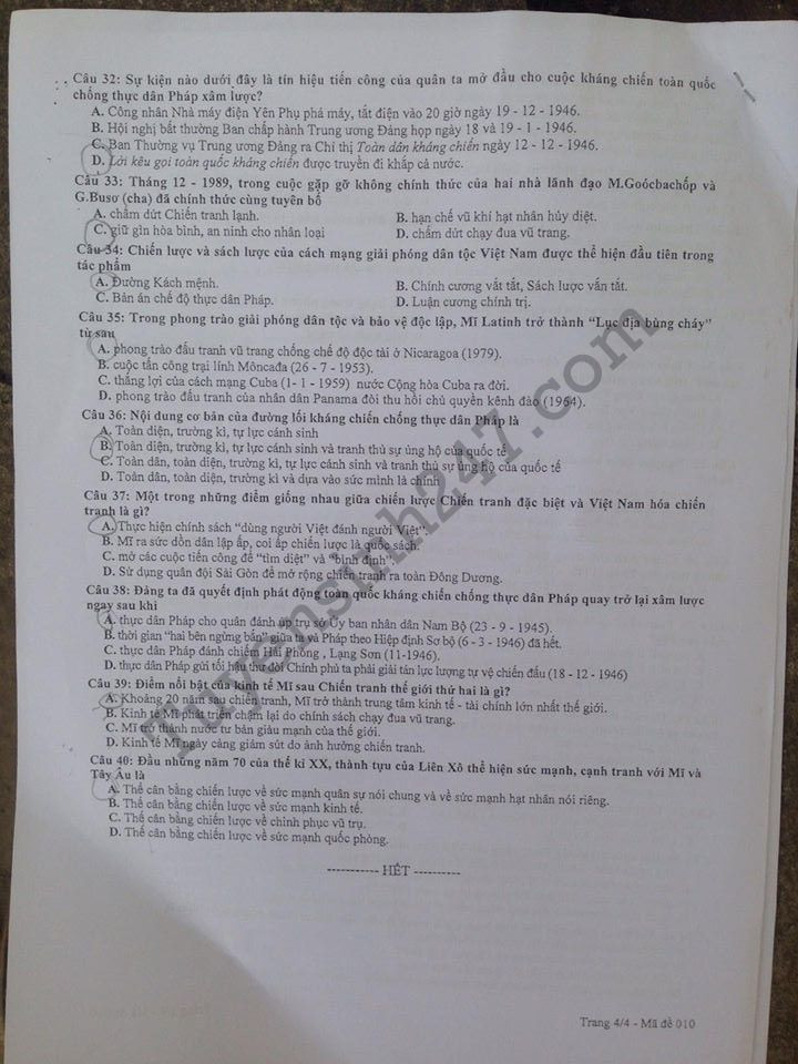 De thi thu THPT Quoc gia mon Su 2017 - So GD Ha Noi