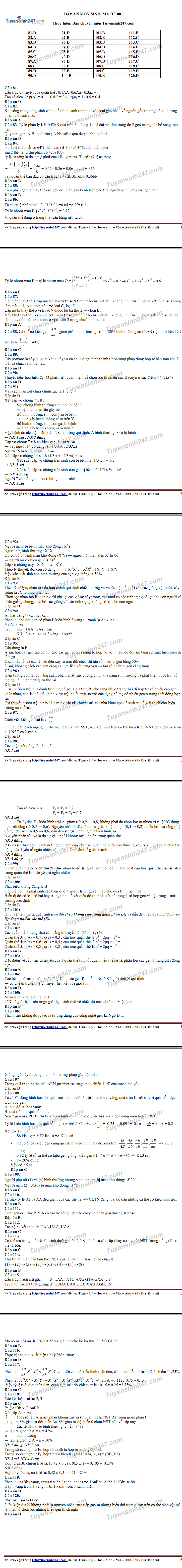 De thi thu THPTQG mon Sinh - So GD Ha Noi 2017