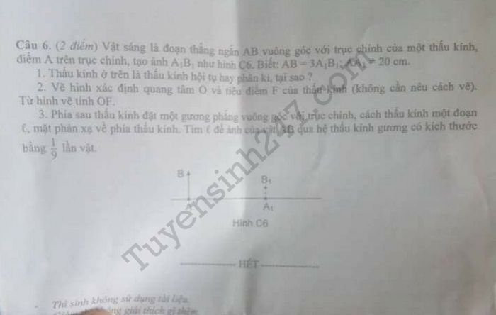 De thi vao lop 10 mon Li Chuyen Ha Tinh 2017