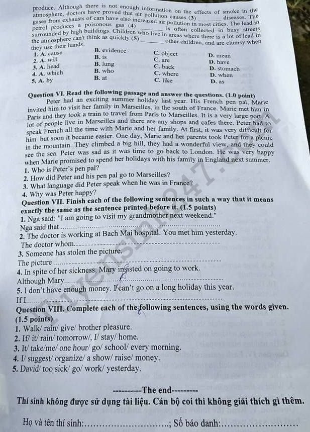 De thi vao lop 10 mon Anh tinh Lai Chau 2017